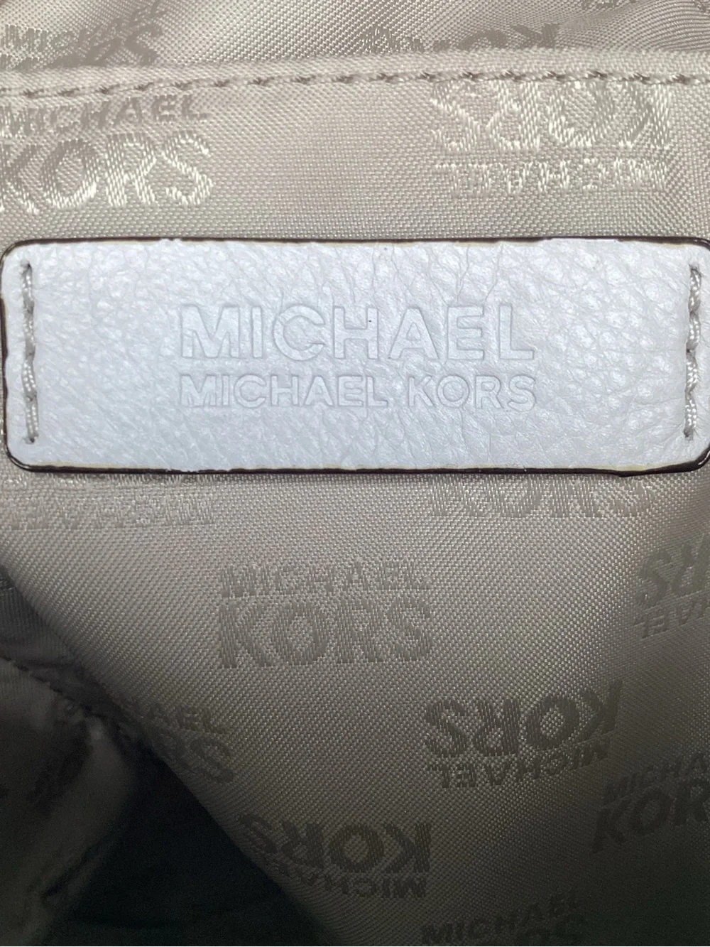 Michael Kors Cream Leather Hobo with Gold MK Emblem